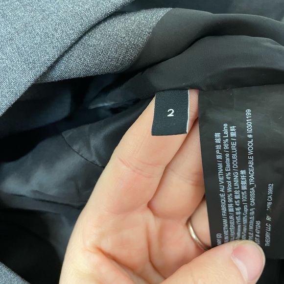 Theory Carissa Blazer Good Wool Charcoal Melange Size 2 XS *Minor Flaw* - Picture 6 of 11